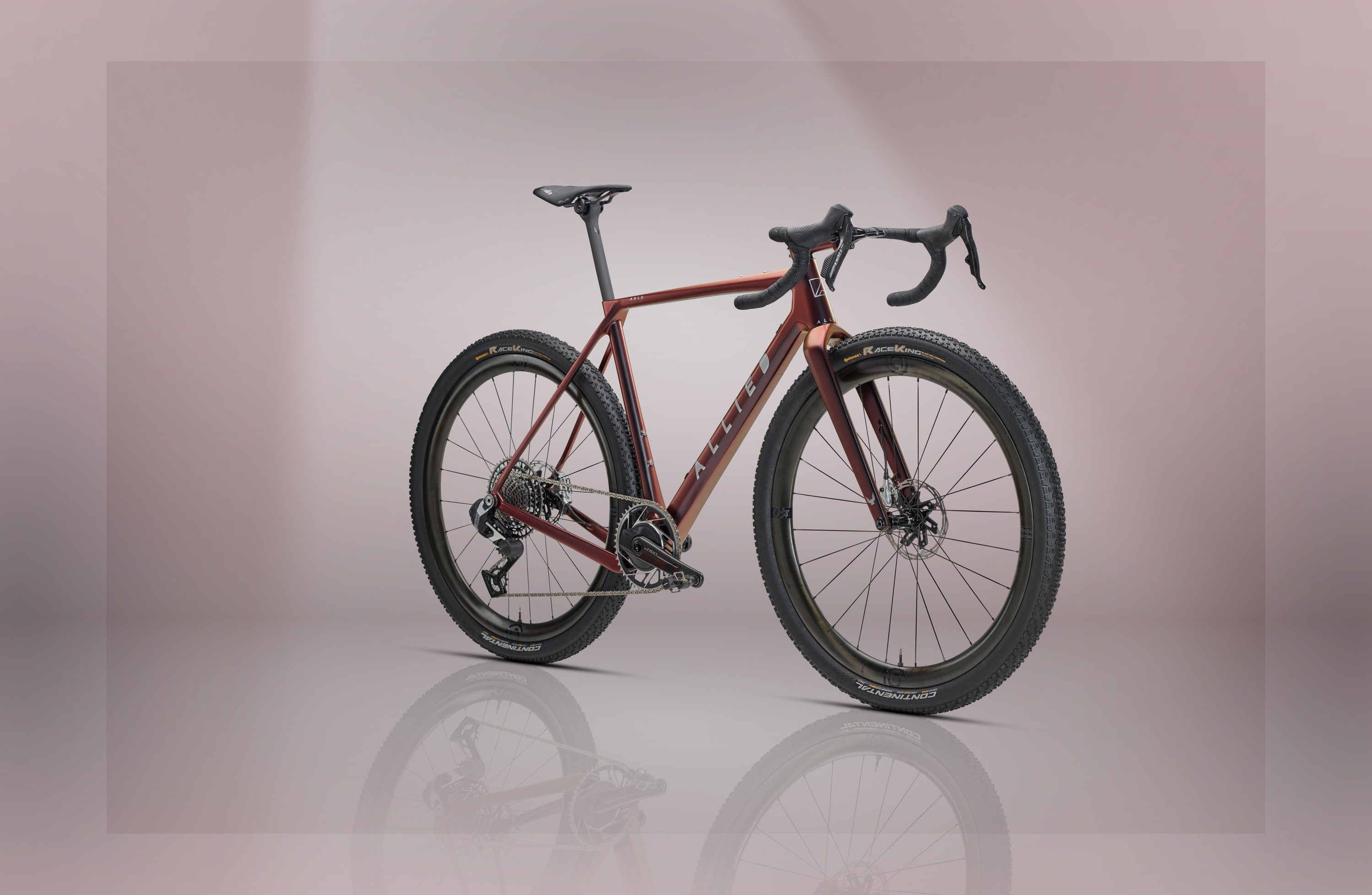 Cycling product with a reflective surface on a gradient background